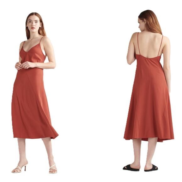 Thakoon Rust Sleeveless Midi Slip Dress Size 2 - Picture 3 of 16